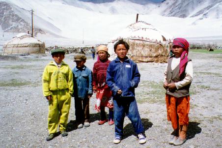 Kyrkyz children and yurts