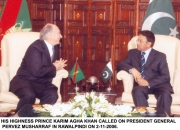 20061102arawalpindi01 HIS HIGHNESS PRINCE KARIM AGHA KHAN CALLED ON PRESIDENT GENERAL PERVEZ MUSHARRAF IN RAWALPINDI ON 2-11-2006. 